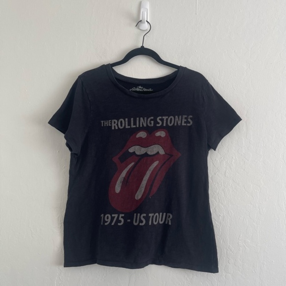 The Rolling Stones Tongue Retro 1975 US Tour Gray Cotton Graphic Tee Womens XL